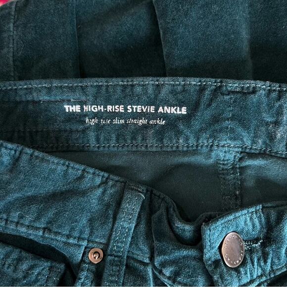 Anthropologie x AG Velvet Teal High Rise Slim Straight Stevie Ankle Pants Sz 26 - Picture 15 of 16